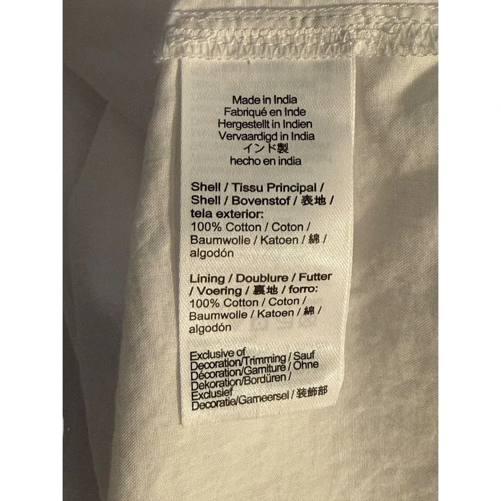Madewell Smocked Waist Midi Skirt In Poplin White NU637 Women's Large New